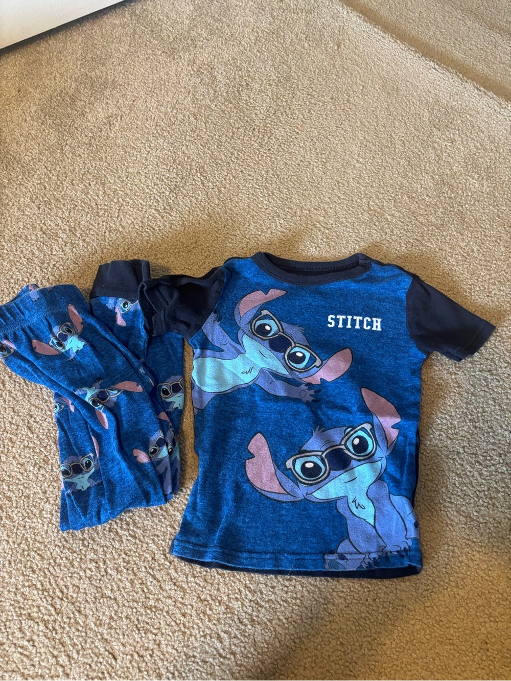 Stitch Blue Kids Pajama Set - Blue Short Sleeve Top & Pants
